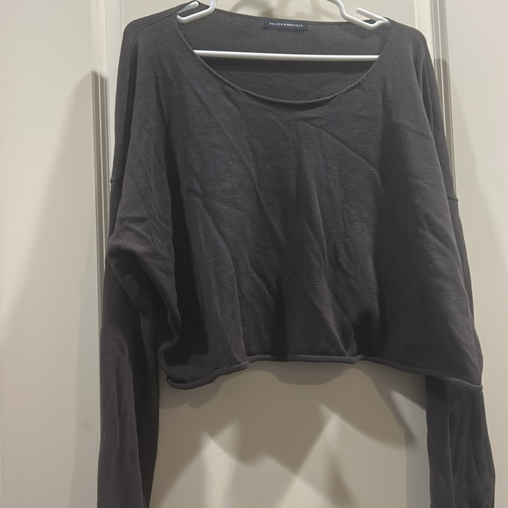 Brandy Melville Oversize Crop lightweight baggy sweater one size OS grey black